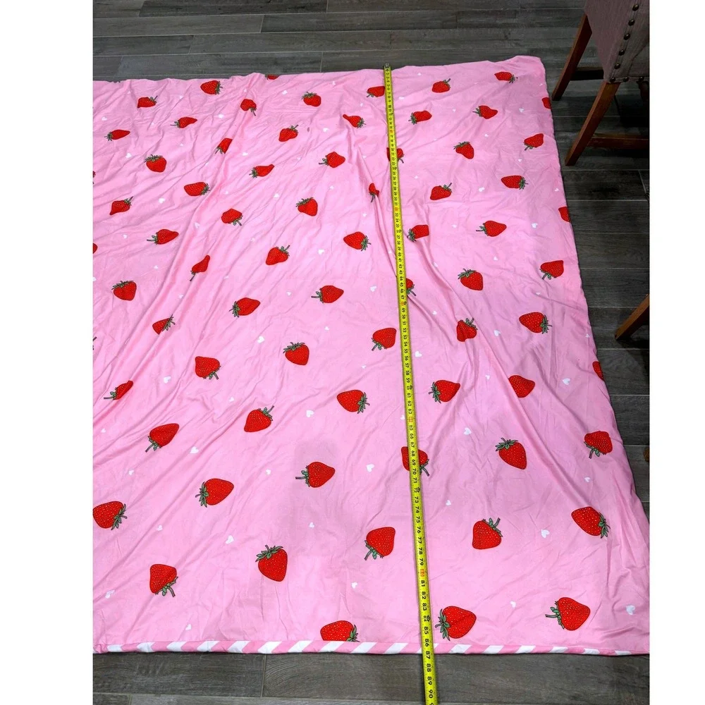 Lamejor Strawberry Duvet Cover Pink Reversible Chevron Full Queen Bedding 88x88